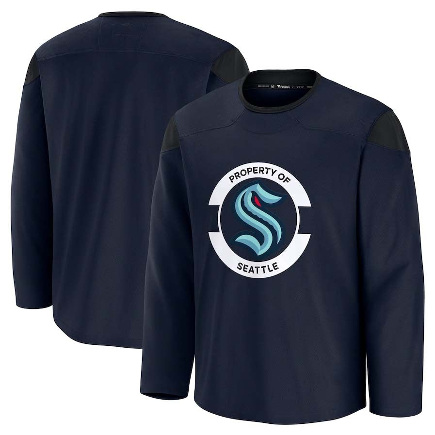 S.Kraken Fanatics Team Practice Jersey - Deep Sea Blue Stitched American Hockey Jerseys CustomName