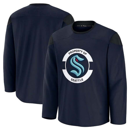 S.Kraken Fanatics Team Practice Jersey - Deep Sea Blue Stitched American Hockey Jerseys CustomName