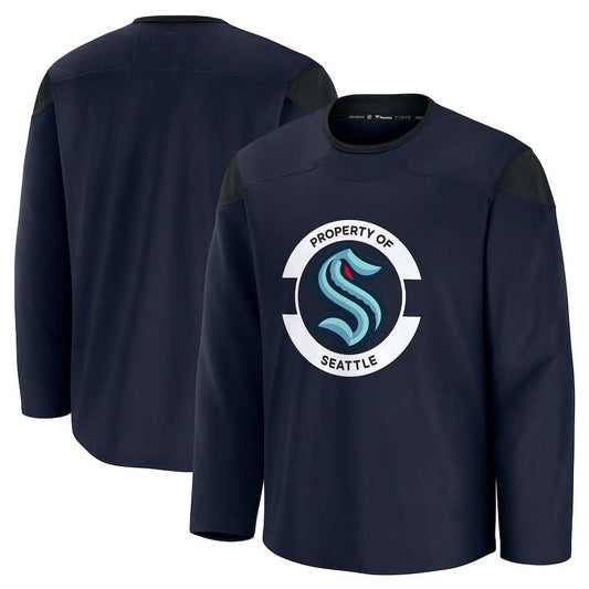 S.Kraken Fanatics Team Practice Jersey - Deep Sea Blue Stitched American Hockey Jerseys CustomName