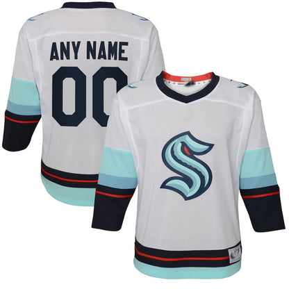Custom S.Kraken Away Replica White Stitched American Hockey Jerseys CustomName