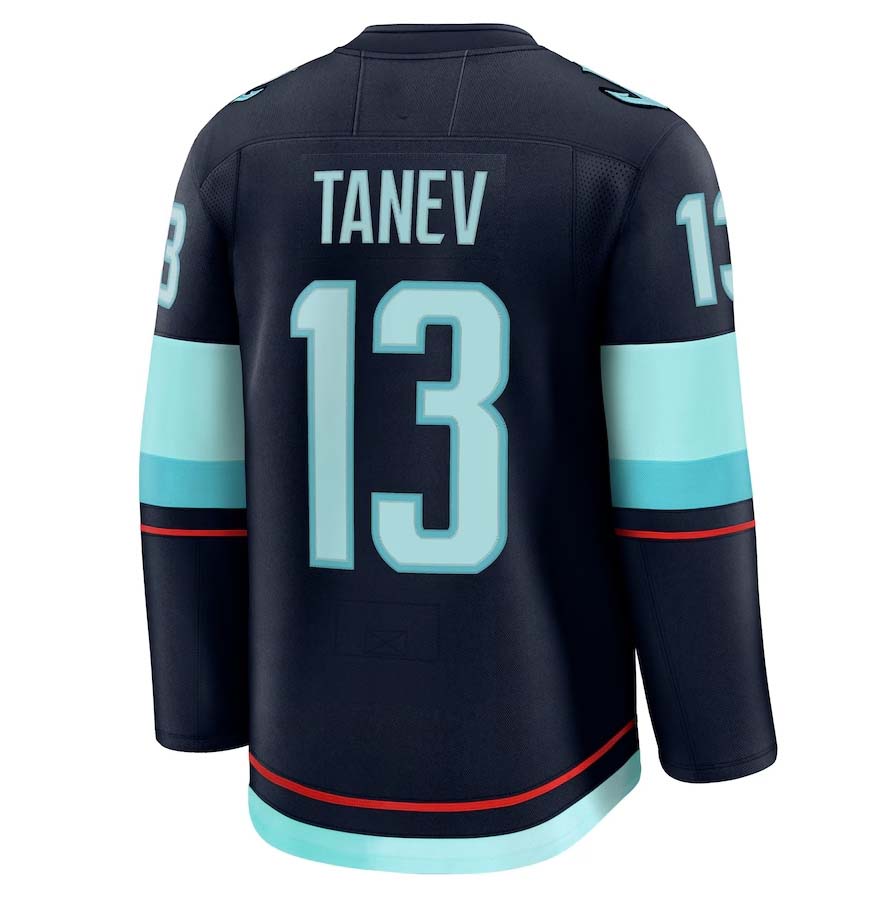 S.Kraken #13 Brandon Tanev Fanatics Home Premium Jersey - Deep Sea Blue Stitched American Hockey Jerseys CustomName