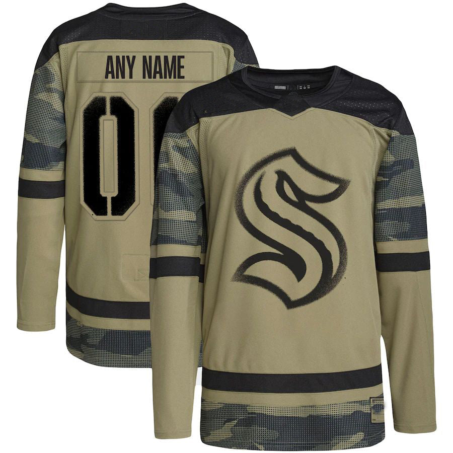 Custom S.Kraken Military Appreciation Team Authentic Practice Jersey Camo Stitched American Hockey Jerseys CustomName