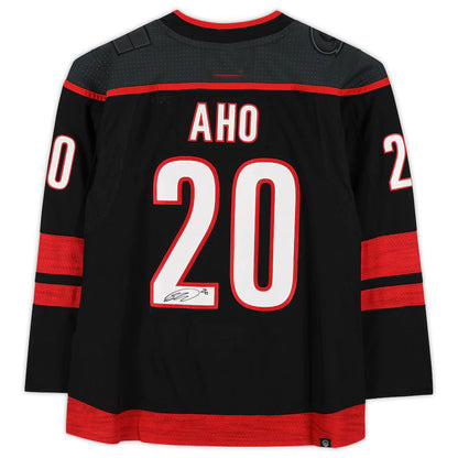 C.Hurricanes #20 Sebastian Aho Fanatics Authentic Autographed Black Alternate Jersey Black Stitched American Hockey Jerseys CustomName