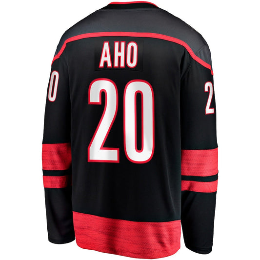 C.Hurricanes #20 Sebastian Aho Fanatics Branded Alternate Premier Breakaway Player Jersey Black Stitched American Hockey Jerseys CustomName