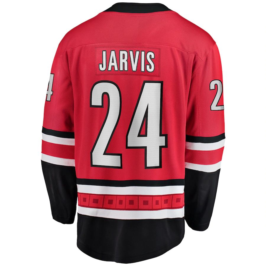C.Hurricanes #24 Seth Jarvis Fanatics Branded Home Breakaway Player Jersey Red Stitched American Hockey Jerseys CustomName
