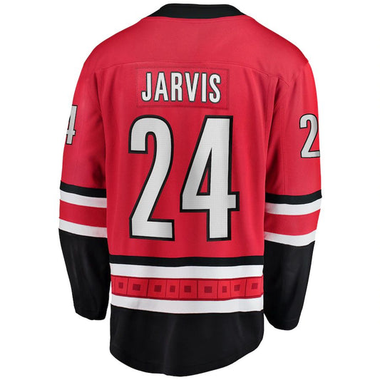 C.Hurricanes #24 Seth Jarvis Fanatics Branded Home Breakaway Player Jersey Red Stitched American Hockey Jerseys CustomName