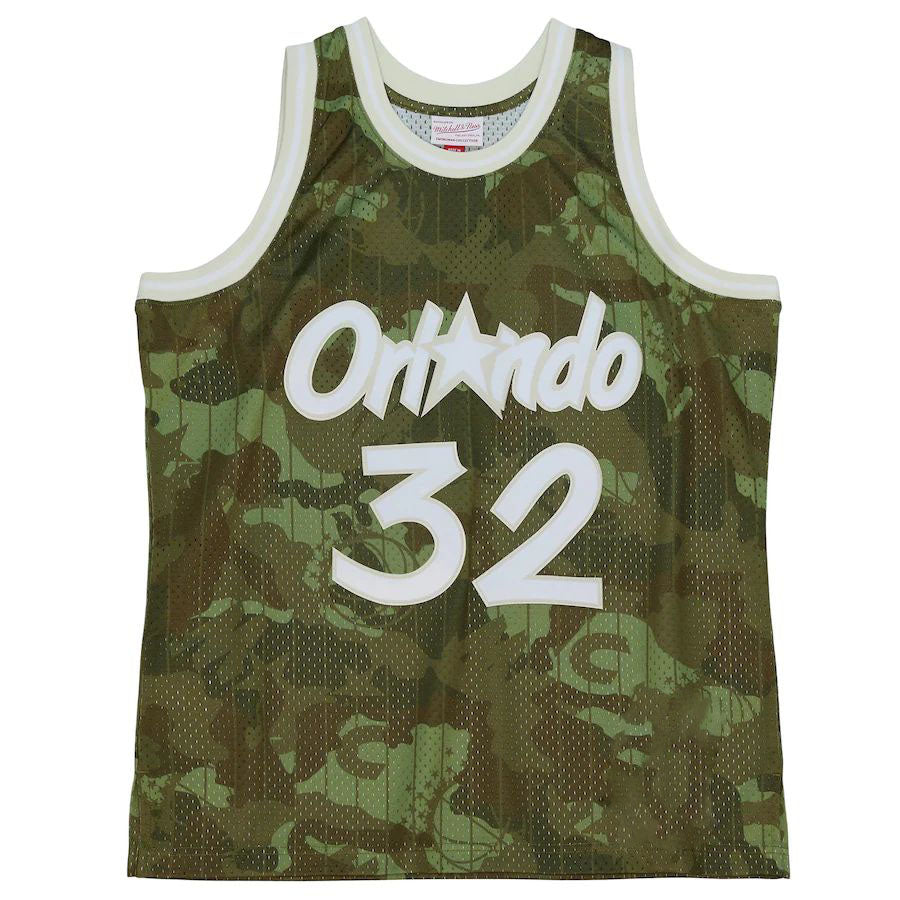 O.Magic #32 Shaquille O'Neal Mitchell & Ness Unisex Hardwood Classics 1994-95 Ghost Green Swingman Jersey Camo Stitched American Basketball Jersey