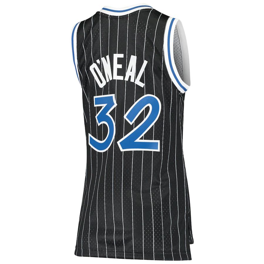 O.Magic #32 Shaquille O'Neal Mitchell & Ness Women's 1995-96 Hardwood Classics Swingman Jersey Black Stitched American Basketball Jersey
