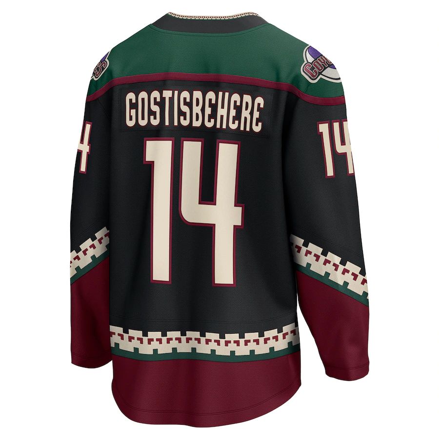 A.Coyotes #14 Shayne Gostisbehere Fanatics Branded Home Breakaway Player Jersey Black Stitched American Hockey Jerseys CustomName