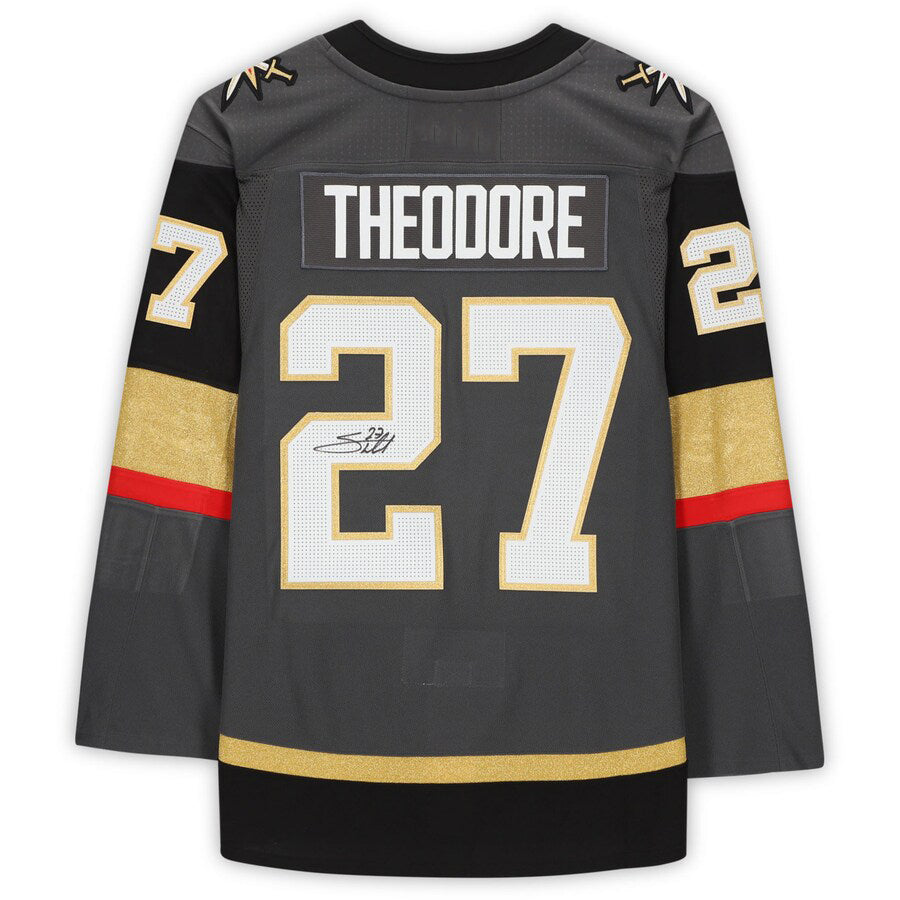 V.Golden Knights #27 Shea Theodore Fanatics Authentic Autographed Authentic Jersey Gray Hockey Jerseys CustomName