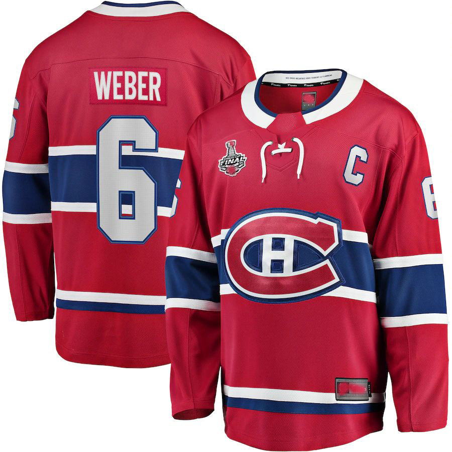 M.Canadiens #6 Shea Weber Fanatics Branded Home 2021 Stanley Cup Final Bound Breakaway Jersey Red Stitched American Hockey Jerseys CustomName