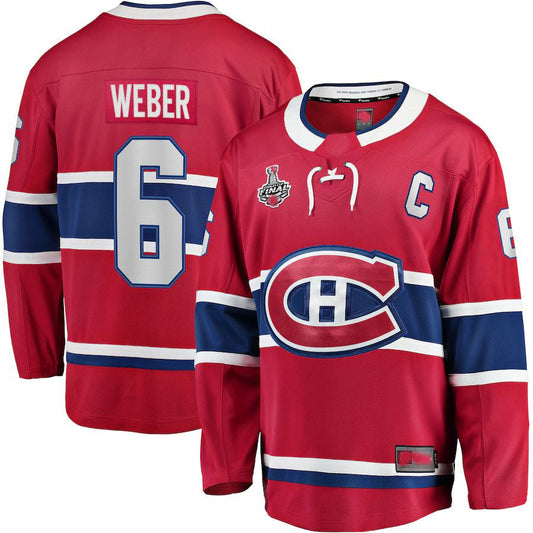 M.Canadiens #6 Shea Weber Fanatics Branded Home 2021 Stanley Cup Final Bound Breakaway Jersey Red Stitched American Hockey Jerseys CustomName
