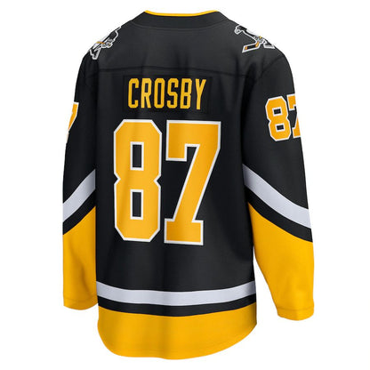P.Penguins #87 Sidney Crosby Fanatics Branded 2021-22 Alternate Premier Breakaway Player Jersey Black Stitched American Hockey Jerseys CustomName