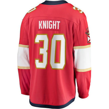 F.Panthers #30 Spencer Knight Fanatics Branded 2017-18 Home Breakaway Replica Jersey Red Stitched American Hockey Jerseys CustomName