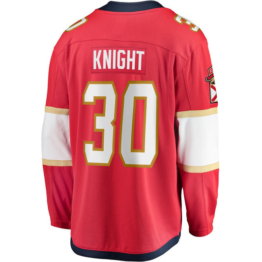 F.Panthers #30 Spencer Knight Fanatics Branded 2017-18 Home Breakaway Replica Jersey Red Stitched American Hockey Jerseys CustomName
