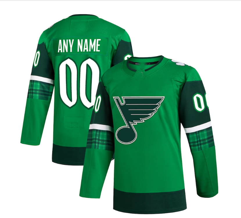Custom St.Louis Blues 2023 St. Patrick's Day Primegreen Authentic Jersey - Kelly Green Stitched American Hockey Jerseys CustomName