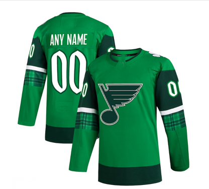 Custom St.Louis Blues 2023 St. Patrick's Day Primegreen Authentic Jersey - Kelly Green Stitched American Hockey Jerseys CustomName