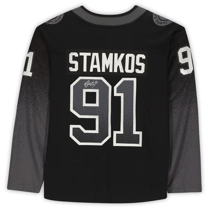 TB.Lightning #91 Steven Stamkos Fanatics Authentic Autographed Black Alternate Breakaway Jersey Stitched American Hockey Jerseys CustomName