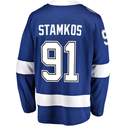 TB.Lightning #91 Steven Stamkos Fanatics Branded Breakaway Player Jersey Blue Stitched American Hockey Jerseys CustomName