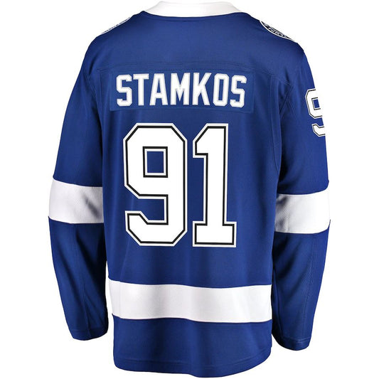 TB.Lightning #91 Steven Stamkos Fanatics Branded Breakaway Player Jersey Blue Stitched American Hockey Jerseys CustomName