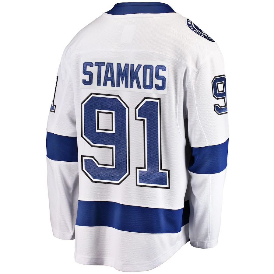 TB.Lightning #91 Steven Stamkos Fanatics Branded Breakaway Player Jersey White Stitched American Hockey Jerseys CustomName