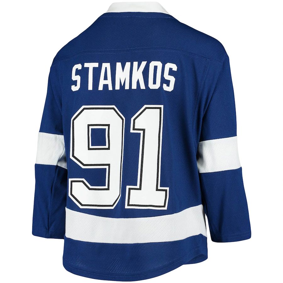 TB.Lightning #91 Steven Stamkos Home Replica Player Jersey Blue Stitched American Hockey Jerseys CustomName