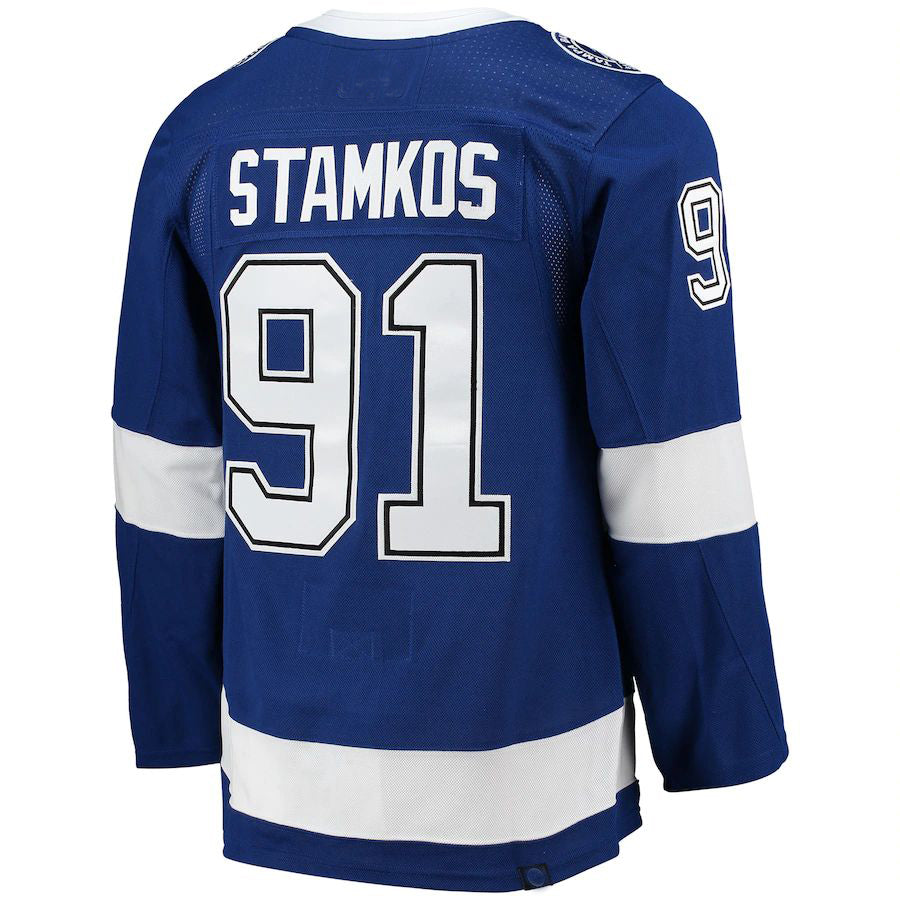 TB.Lightning #91 Steven Stamkos Home Captain Patch Primegreen Authentic Pro Player Jersey Blue Stitched American Hockey Jerseys CustomName