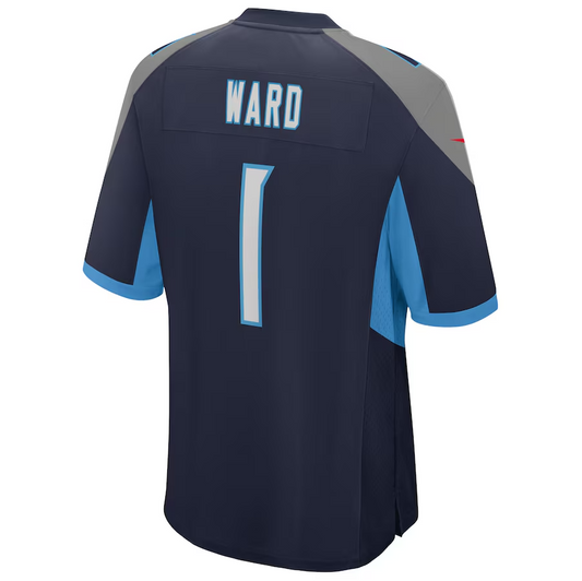 T.Titans #1 Cameron Ward Navy 2025 Draft First Round Pick Alternate Game Stitched American Football Jersey