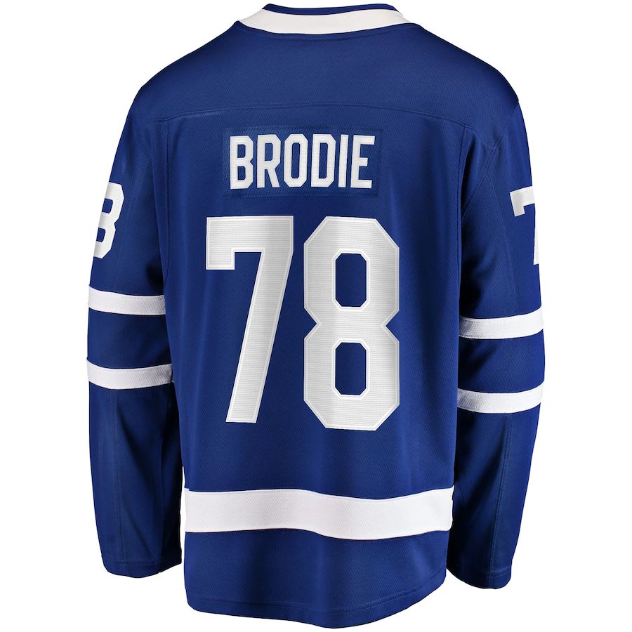 T.Maple Leafs #78 TJ Brodie Fanatics Branded Home Breakaway Player Jersey Blue Stitched American Hockey Jerseys CustomName