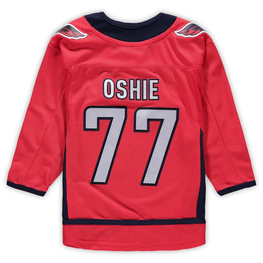 W.Capitals #77 TJ Oshie Preschool Home Premier Player Jersey Red Stitched American Hockey Jerseys CustomName