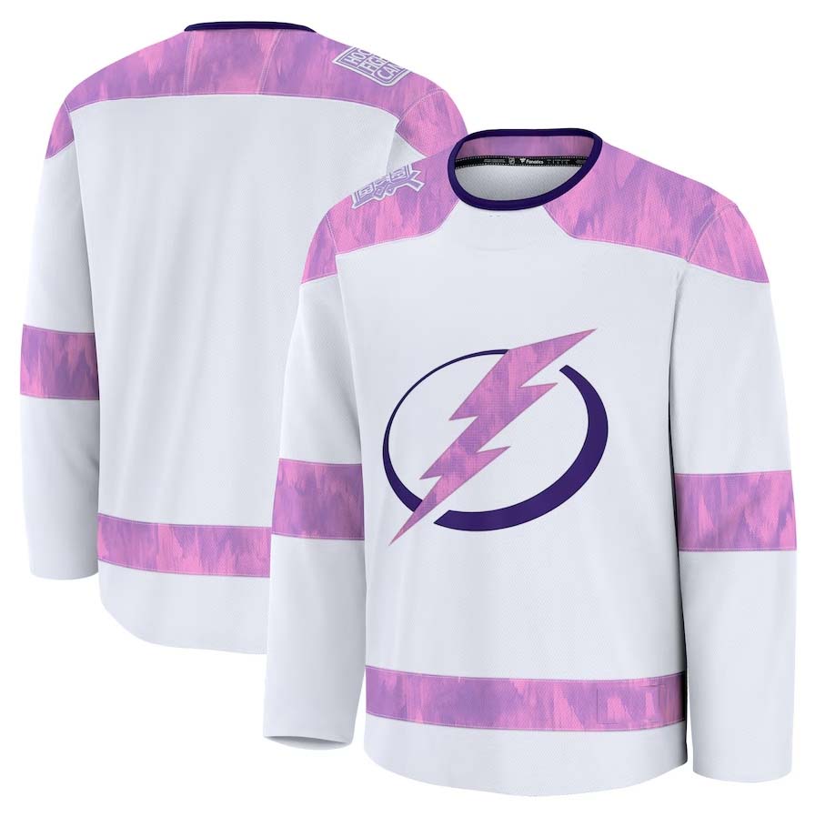 TB.Lightning Fanatics 2024 Hockey Fights Cancer Practice Jersey - White Stitched American Hockey Jerseys CustomName