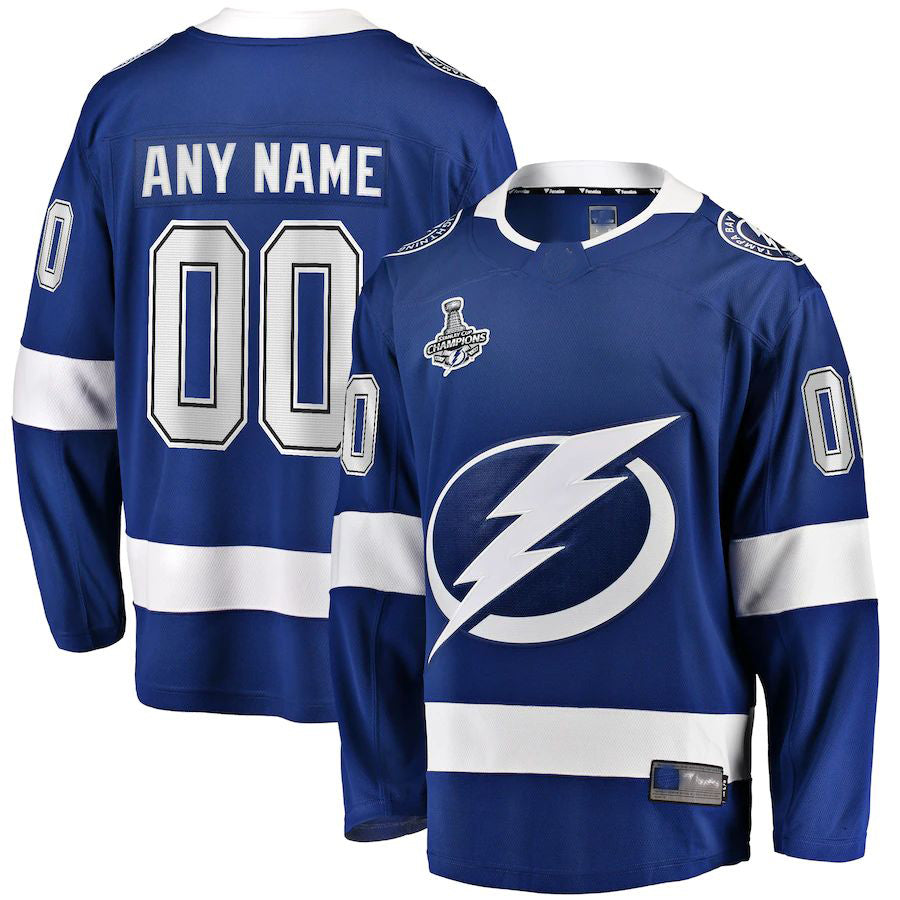 Custom TB.Lightning Fanatics Branded 2021 Stanley Cup Champions Home Breakaway Jersey Blue Stitched American Hockey Jerseys CustomName