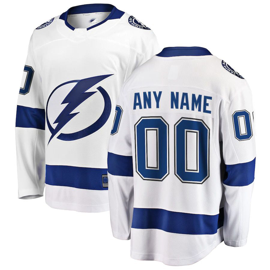 Custom TB.Lightning Fanatics Branded Away Breakaway Jersey White Stitched American Hockey Jerseys CustomName