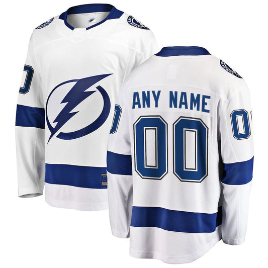 Custom TB.Lightning Fanatics Branded Away Breakaway Jersey White Stitched American Hockey Jerseys CustomName