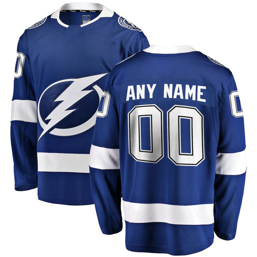 Custom TB.Lightning Fanatics Branded Home Breakaway Jersey Blue Stitched American Hockey Jerseys CustomName
