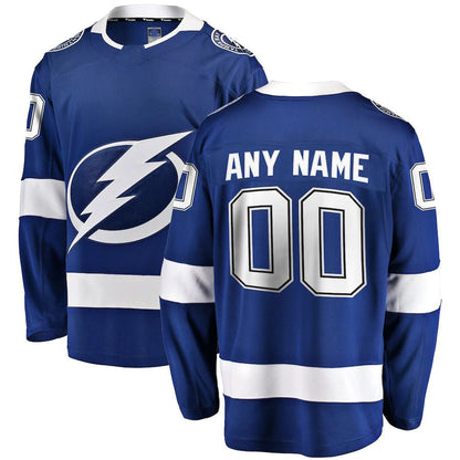 Custom TB.Lightning Fanatics Branded Home Breakaway Jersey Blue Stitched American Hockey Jerseys CustomName
