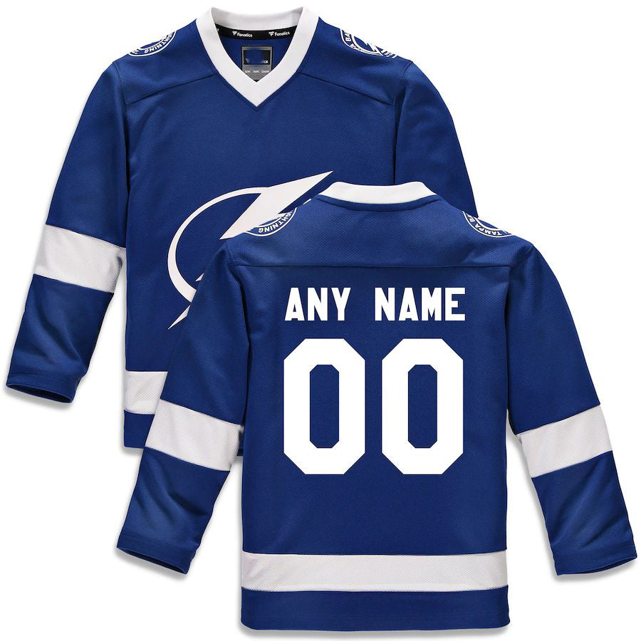 Custom TB.Lightning Fanatics Branded Home Replica Jersey Blue Stitched American Hockey Jerseys CustomName