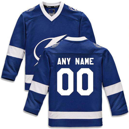 Custom TB.Lightning Fanatics Branded Home Replica Jersey Blue Stitched American Hockey Jerseys CustomName