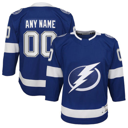 Custom TB.Lightning Home Premier Jersey Blue Stitched American Hockey Jerseys CustomName