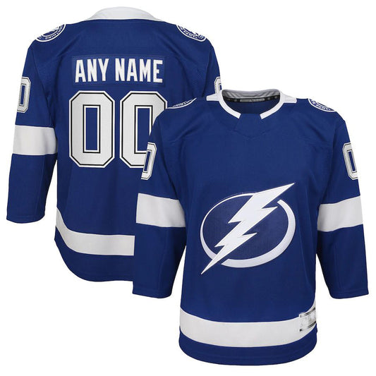 Custom TB.Lightning Home Premier Jersey Blue Stitched American Hockey Jerseys CustomName