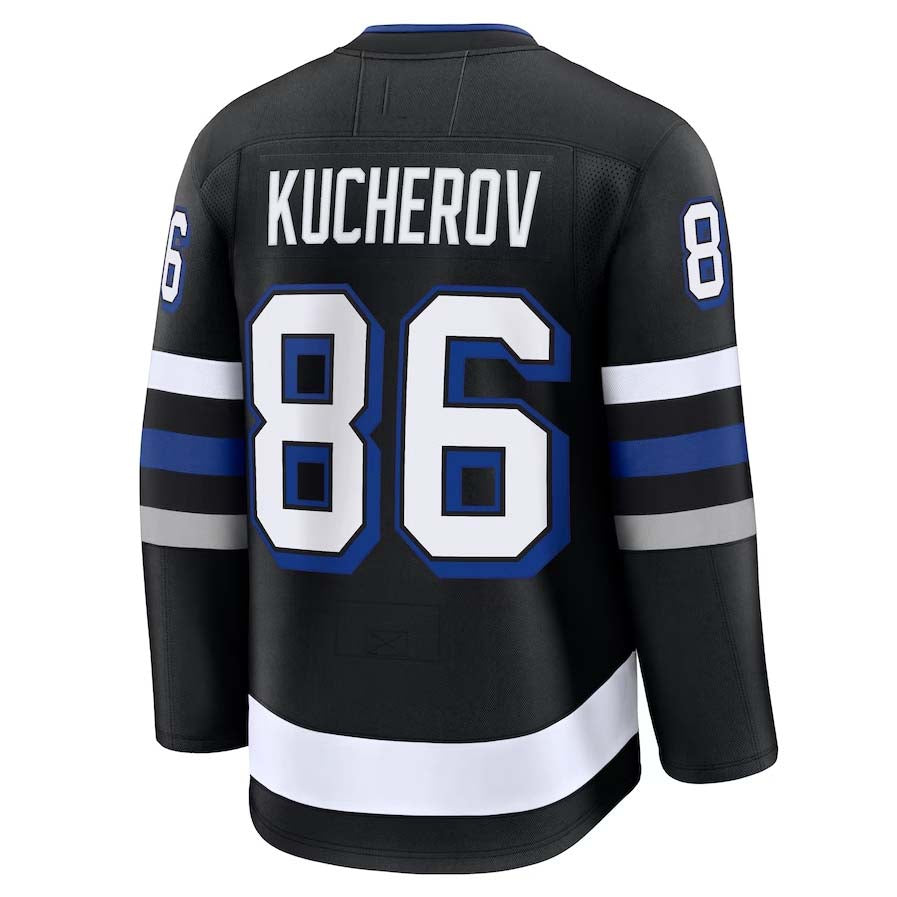 TB.Lightning #86 Nikita Kucherov Fanatics Alternate Premium Jersey - Black Stitched American Hockey Jerseys CustomName
