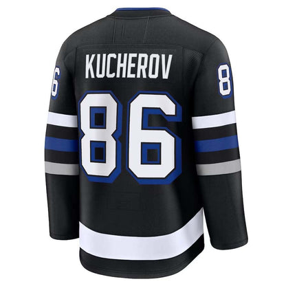 TB.Lightning #86 Nikita Kucherov Fanatics Alternate Premium Jersey - Black Stitched American Hockey Jerseys CustomName