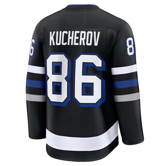 TB.Lightning #86 Nikita Kucherov Fanatics Alternate Premium Jersey - Black Stitched American Hockey Jerseys CustomName