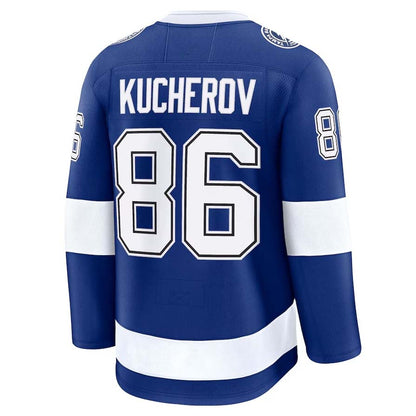 TB.Lightning #86 Nikita Kucherov Fanatics Home Premium Jersey - Blue Stitched American Hockey Jerseys CustomName