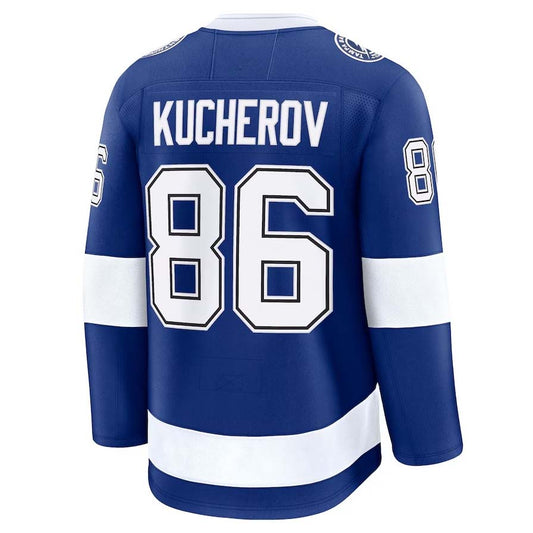 TB.Lightning #86 Nikita Kucherov Fanatics Home Premium Jersey - Blue Stitched American Hockey Jerseys CustomName