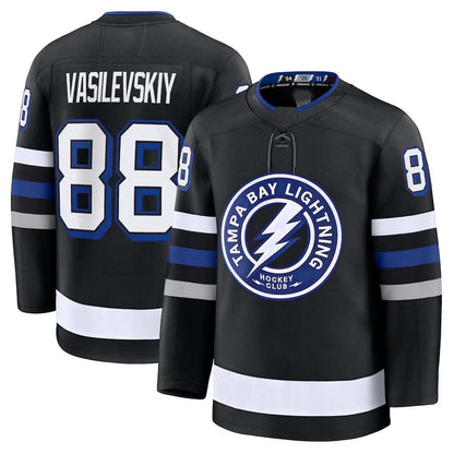TB.Lightning #88 Andrei Vasilevskiy Fanatics Alternate Premium Jersey - Black Stitched American Hockey Jerseys CustomName