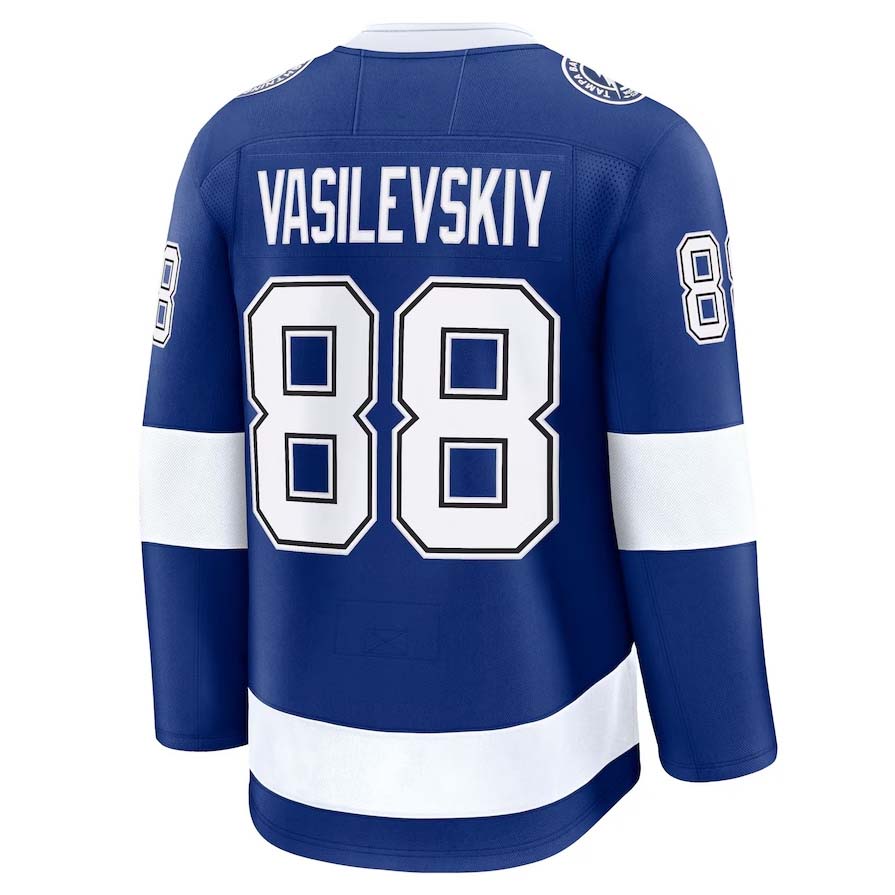 TB.Lightning #88 Andrei Vasilevskiy Fanatics Home Premium Jersey - Blue Stitched American Hockey Jerseys CustomName