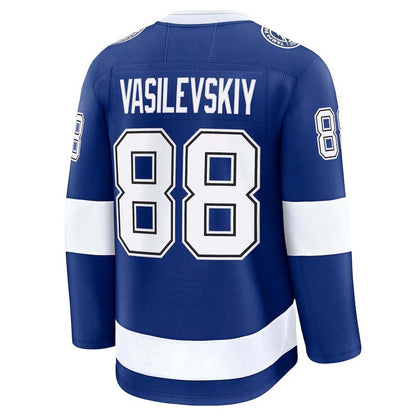 TB.Lightning #88 Andrei Vasilevskiy Fanatics Home Premium Jersey - Blue Stitched American Hockey Jerseys CustomName