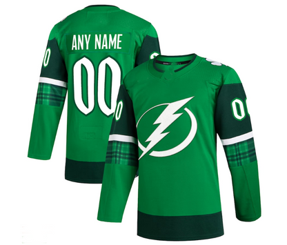 Custom TB.Lightning 2023 St. Patrick's Day Primegreen Authentic Jersey - Kelly Green Stitched American Hockey Jerseys CustomName