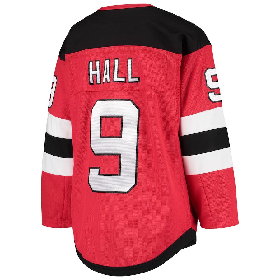 NJ.Devils #9 Taylor Hall Home Premier Player Jersey Red Stitched American Hockey Jerseys CustomName